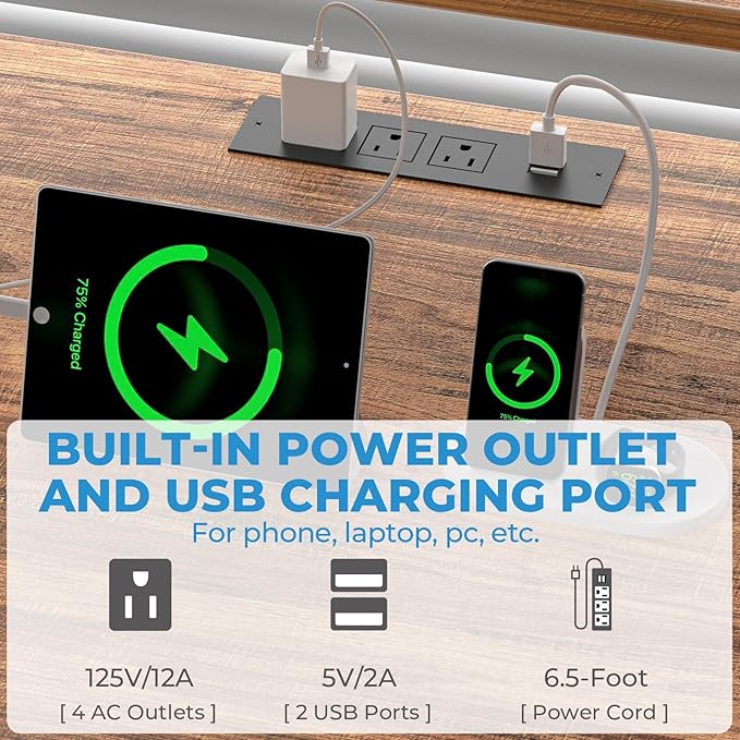 GreenForest 69 inch L Shaped Computer Desk with Drawers and Printer Stand, Gaming Desk with Power Outlet, Monitor Shelf, Storage Shelves and Hooks for Home Office Working, Writing, Studying, Walnut - LeafyLoom