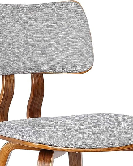 Armen Living Jaguar Mid Century Modern Dining Accent Chair for Kitchen Table Desk Vanity in Grey Fabric and Walnut Wood Finish - LeafyLoom