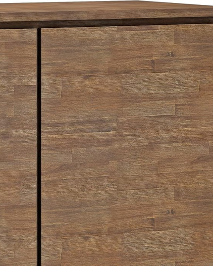 SIMPLIHOME Lowry SOLID ACACIA WOOD and Metal 39 Inch Wide Modern Industrial Medium Storage Cabinet in Rustic Natural Aged Brown, For the Living Room, Entryway and Family Room - LeafyLoom