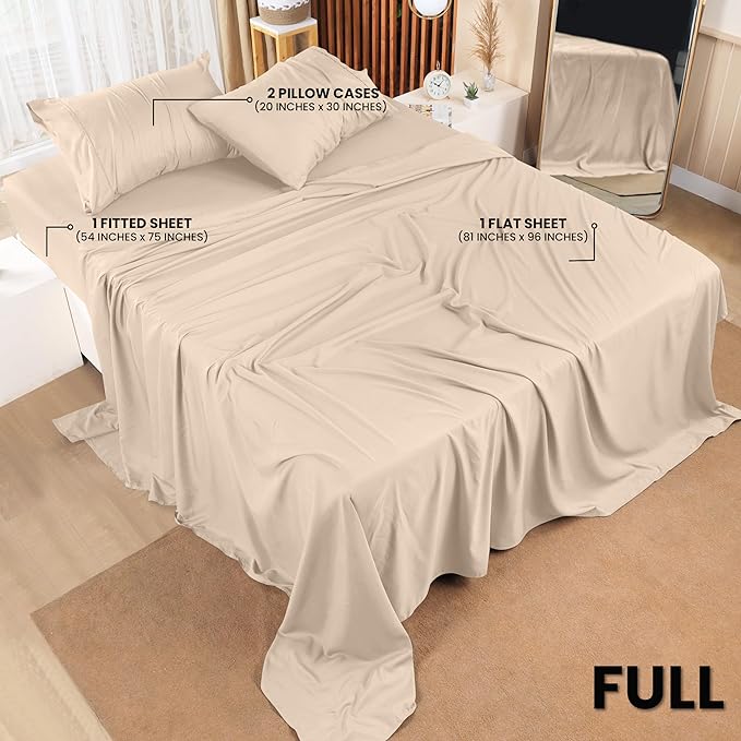 Utopia Bedding Full Bed Sheets Set - 4 Piece Bedding - Brushed Microfiber - Shrinkage and Fade Resistant - Easy Care (Full, Beige) - LeafyLoom