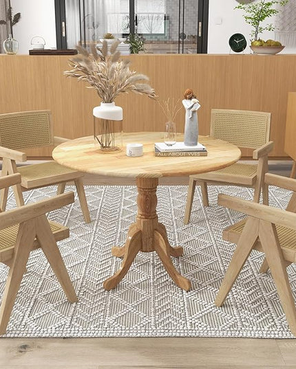 Round Dining Table, All Natural - LeafyLoom