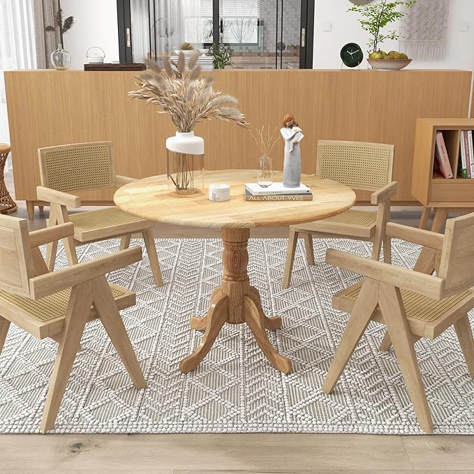 Round Dining Table, All Natural - LeafyLoom