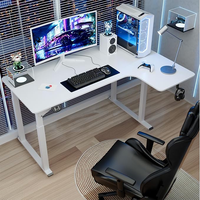 Dripex Standing Desk, 63"/ 71" L Shaped Desk Adjustable Height, Electric Corner Stand Up Desk Large Home Office Desk Computer Workstation, Dual Motor Sit Stand Desk 4 Legs, Super Stable - LeafyLoom