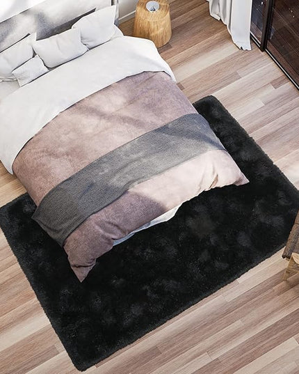 Softlife Rug for Living Room 5.3x7.6 Feet Area Rug for Bedroom Super Soft Shaggy Rugs for Kids Room Fluffy Fuzzy Carpets Long Plush Bedside Rug Nursery Christmas Home Decoration for Boys Girls, Black - LeafyLoom