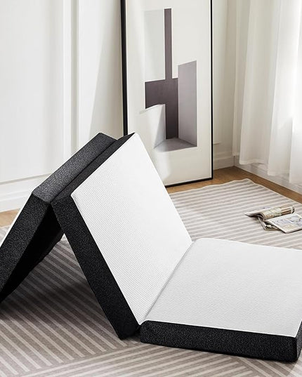 OLIXIS Tri-fold Memory Foam Mattress - 3 Inch Single Size Portable Floor Bed, Foldable Mat for Kids and Adults, Collapsible and Washable Cover with CertiPUR-US Certified, for Travel & Camping & Yoga - LeafyLoom
