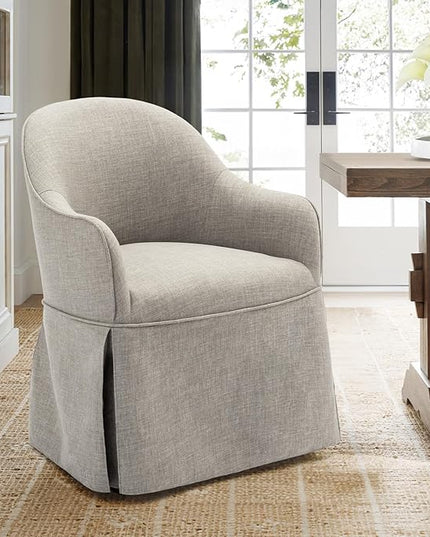 COLAMY Modern Accent Dining Chair, Barrel Accent Armchair, 20 Inch Dining Chair with Cover, Dining Chair with Back for Kitchen,Dining Room,Light Grey - LeafyLoom