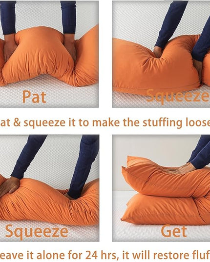 WhatsBedding Memory Foam Body Pillow with Breathable Zippered Cotton Cover, Full Body Pillow for Adults, Long Pillow for Sleeping, Firm Body Pillow Breathable Fluffy Supportive - Orange - LeafyLoom
