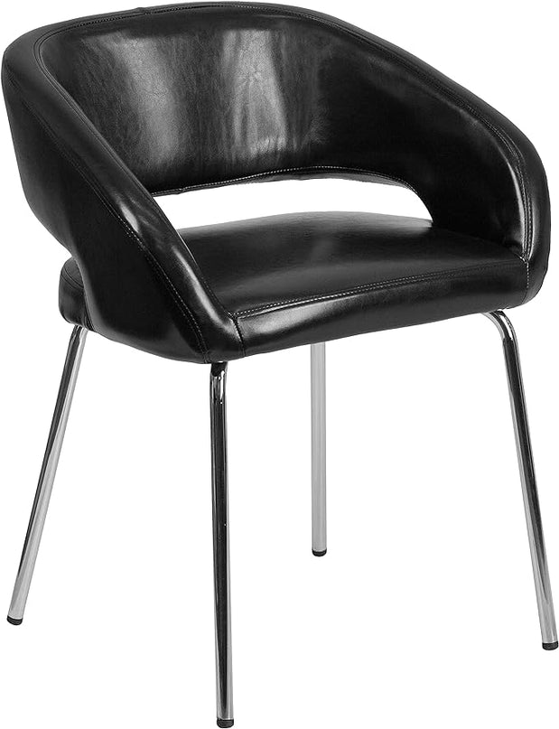 Flash Furniture Fusion Series Contemporary Black LeatherSoft Side Reception Chair - LeafyLoom