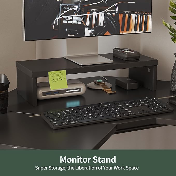 FEZIBO Corner Standing Desk, 48 Inches L Shaped Standing Desk, Electric Stand Up Corner Desk, Home Office Sit Stand Desk with Black Top and Frame - LeafyLoom