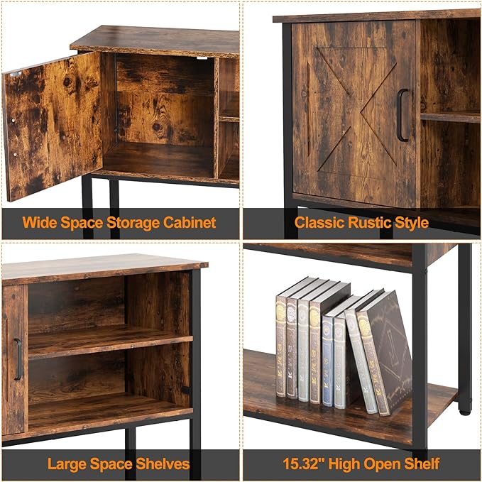 41" Console Table with Storage Shelf, Entryway Table with Storage, Behind Couch Table, Sofa Table for Entryway, Hallway, Living Room, Foyer, kitchen, Rustic Brown - LeafyLoom
