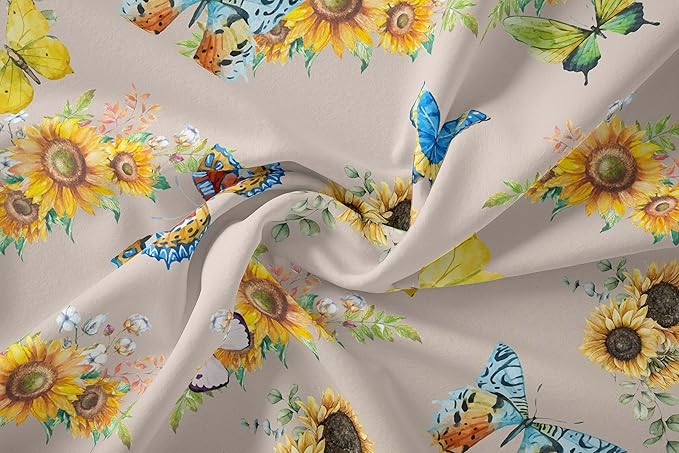 Tailor Shop Sunflower Comforter Sets King Size,Sunflower Bedding Sets for Teens Kids Butterflies Comforter Sets,Butterfly Bedding Sets Vintage Yellow Flowers Bedding Sets with 2 Pillowcases - LeafyLoom