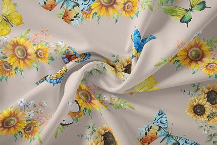 Tailor Shop Sunflower Comforter Sets Full Size,Sunflower Bedding Sets for Teens Kids Butterflies Comforter Sets,Butterfly Bedding Sets Vintage Yellow Flowers Bedding Sets with 2 Pillowcases - LeafyLoom