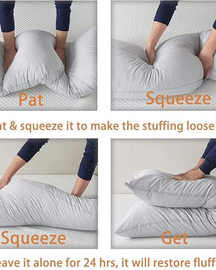 WhatsBedding Memory Foam Body Pillow with Breathable Zippered Cotton Cover, Full Body Pillow for Adults, Long Pillow for Sleeping, Firm Body Pillow Breathable Fluffy Supportive, 20x54in, Light Gray - LeafyLoom