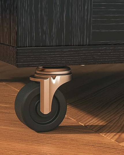 IRONCK Rolling Kitchen Island Cart with Drop-Leaf Countertop, Barn 3Drawers, Barn Door Style Cabine,Thicker Rubberwood Top, Spice Rack, on Wheels, for Kitchen and Dining Room, Black - LeafyLoom