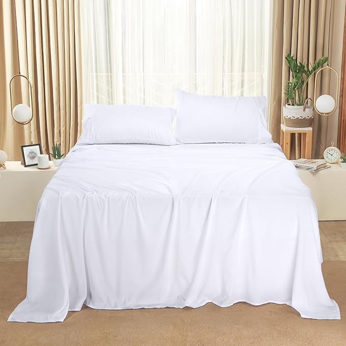 Utopia Bedding Queen Bed Sheets Set - 4 Piece Bedding - Brushed Microfiber - Shrinkage and Fade Resistant - Easy Care (Queen, White) - LeafyLoom