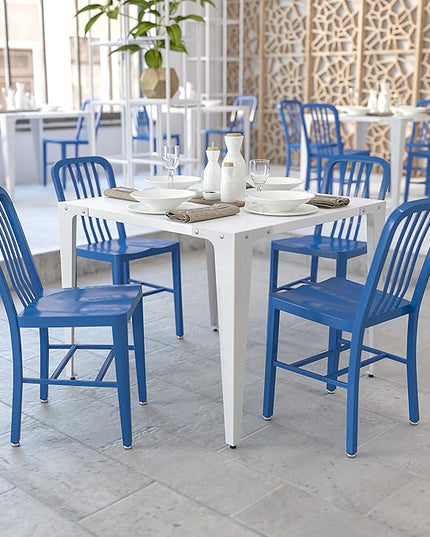 Flash Furniture Gael Commercial Grade 2 Pack Blue Metal Indoor-Outdoor Chair - LeafyLoom