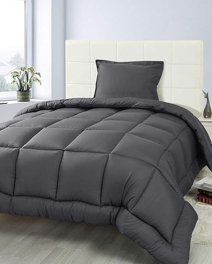 Utopia Bedding Twin Comforter Set Kids with 1 Pillow Sham, Bedding Comforter Sets, Down Alternative Grey Comforter, Soft and Comfortable, Machine Washable (Pack of 6) - LeafyLoom