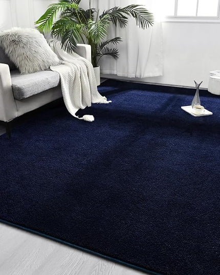 Area Rugs for Bedroom Living Room, 4x6 Navy Blue Super Soft Comfy Thickened Memory-Foam Indoor Carpets, Modern Aesthetic Minimalist Carpet for Boys Girls Adults Apartment Nursery Home Décor - LeafyLoom