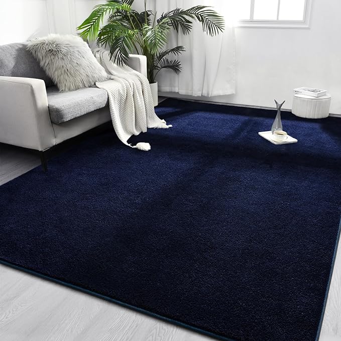 Area Rugs for Bedroom Living Room, 4x6 Navy Blue Super Soft Comfy Thickened Memory-Foam Indoor Carpets, Modern Aesthetic Minimalist Carpet for Boys Girls Adults Apartment Nursery Home Décor - LeafyLoom