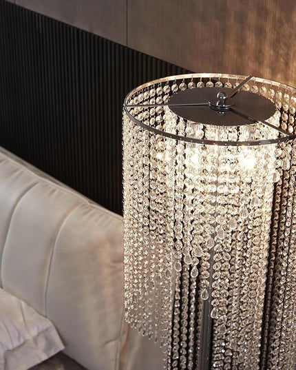 Crystal Floor Lamp, Elegant Rain Lamp, Modern Lava Lamp for Living Room, Bedroom, Girls Room, Silver Chrome - LeafyLoom