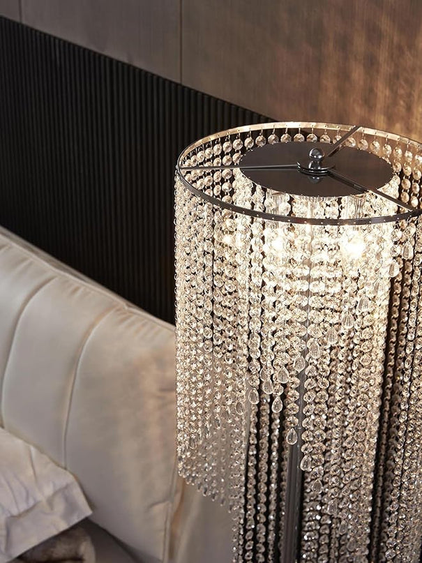 Crystal Floor Lamp, Elegant Rain Lamp, Modern Lava Lamp for Living Room, Bedroom, Girls Room, Silver Chrome - LeafyLoom