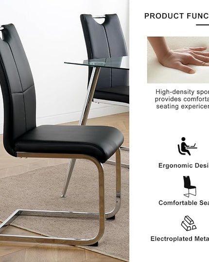 NicBex Haerin-SD-00374-LWJ Dining Chairs, 16.5"x17.9"x38.2", Black and Silver - LeafyLoom