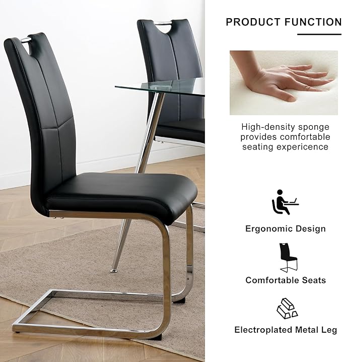 NicBex Haerin-SD-00374-LWJ Dining Chairs, 16.5"x17.9"x38.2", Black and Silver - LeafyLoom