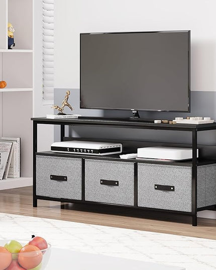 IDEALHOUSE Dresser TV Stand, Entertainment Center with Storage, 55 Inch TV Stand for Bedroom Small TV Stand Dresser with Drawers and Shelves, TV & Media Console Table Furniture for Living Room, Grey - LeafyLoom