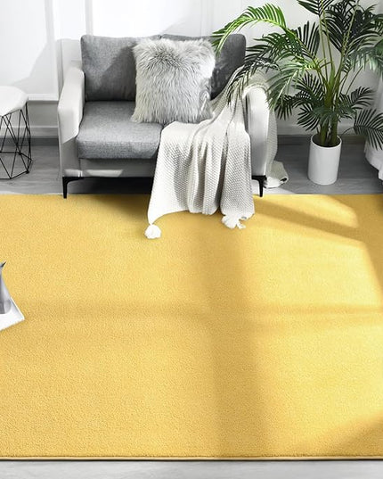 Area Rugs for Bedroom Living Room, 5x8 Yellow Super Soft Comfy Thickened Memory-Foam Indoor Carpets, Modern Aesthetic Minimalist Carpet for Boys Girls Adults Apartment Nursery Home Décor - LeafyLoom
