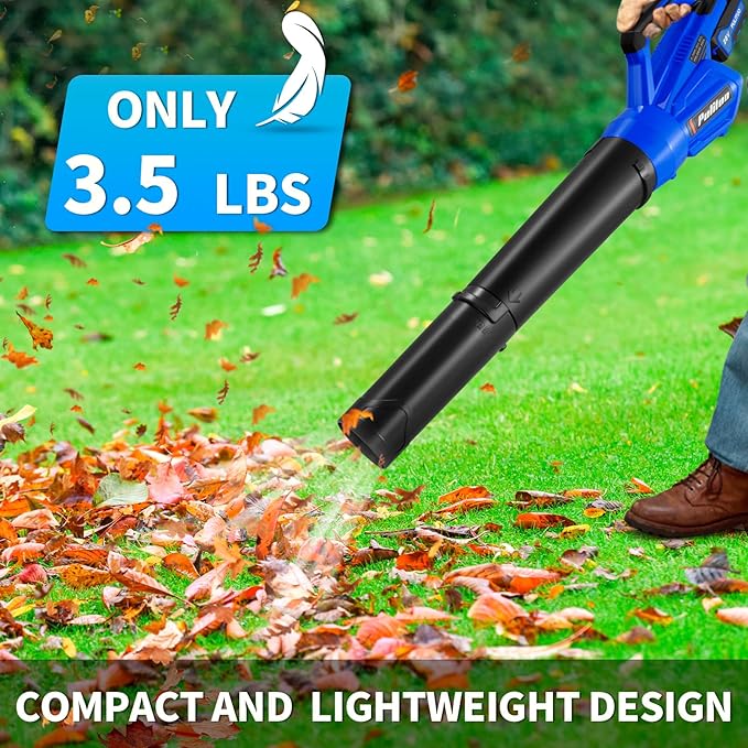 20V Cordless Leaf Blower with 2 Batteries and Charger, High Power 400 CFM Cordless Electric Leaf Blower with Two Nozzles Lightweight Handheld Blower for Lawn Care Patio Garden Leaves Yard - LeafyLoom