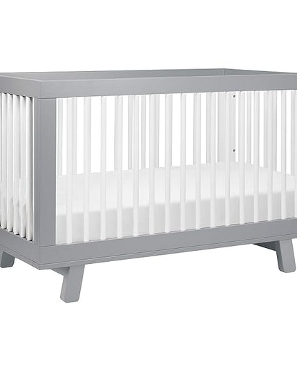 Babyletto Hudson 3-in-1 Convertible Crib with Toddler Bed Conversion Kit in Grey and White, Greenguard Gold Certified - LeafyLoom
