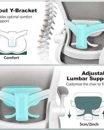 FelixKing Drafting Chair Ergonomic Tall Office Chair, Breathable Mesh Chair with Adjustable Footrest Ring Lumbar Support Flip-up Armrests, High Back Executive Comfy Task Computer Chair for Home Office - LeafyLoom