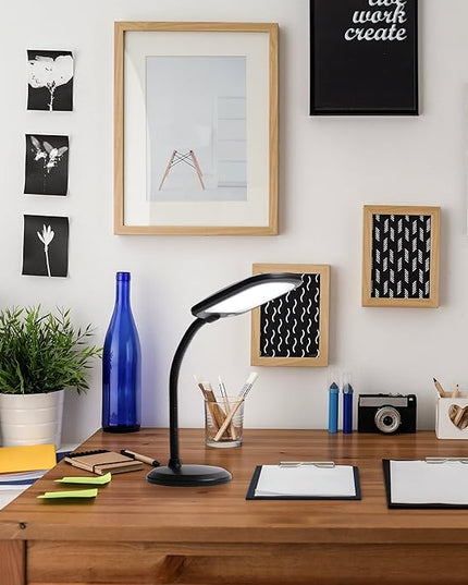 Newhouse Lighting NHDK WH Eos Reading & Craft Table LED Desk Lamp, Dimmable &Light Color Adjustable, Gooseneck Task Light, Black (NHDK-EO-BK) - LeafyLoom