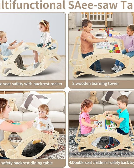 Wooden 2 in-1 Kids Table and Chair Set, Kids Activity Table for Drawing Read Playing, Toddler Learning Play Table Toys for Home, Nursery, Playroom, Gift for Boy & Girl (Natural) - LeafyLoom