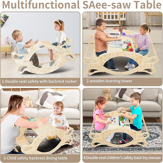 Wooden 2 in-1 Kids Table and Chair Set, Kids Activity Table for Drawing Read Playing, Toddler Learning Play Table Toys for Home, Nursery, Playroom, Gift for Boy & Girl (Natural) - LeafyLoom