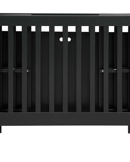 Babyletto Origami Mini Portable Folding Crib with Wheels in Black, 2 Adjustable Mattress Positions, Greenguard Gold Certified - LeafyLoom