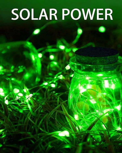 Dazzle Bright 2 Pack Solar String Lights Outdoor, Total 80FT 240LED St. Patrick's Day Waterproof Fairy Lights 8 Modes, Copper Wire Lights for Christmas Patio Party Yard Decoration (Green) DazzleBright