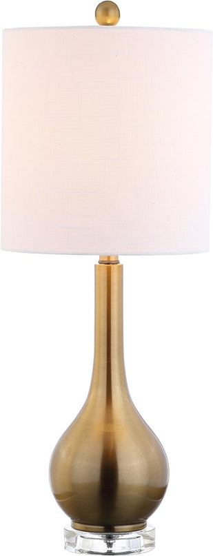 JONATHAN Y JYL5010A Dylan 25" Metal/Crystal Teardrop LED Table Lamp Contemporary Transitional Bedside Desk Nightstand Lamp for Bedroom Living Room Office College Bookcase, Brass Gold - LeafyLoom