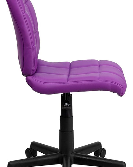 Flash Furniture Clayton Mid-Back Purple Quilted Vinyl Swivel Task Office Chair - LeafyLoom