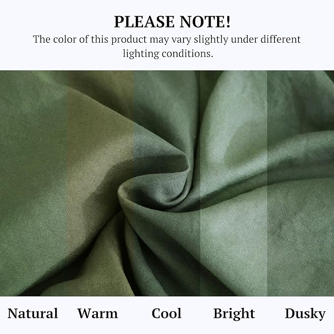 MILDLY King Size Comforter Set 7 Piece Color Clash, Olive Green Bed in a Bag, All Season Bedding Sets with 1 Comforter, 2 Pillow Shams, 2 Pillowcases, 1 Flat Sheet, 1 Fitted Sheet - LeafyLoom