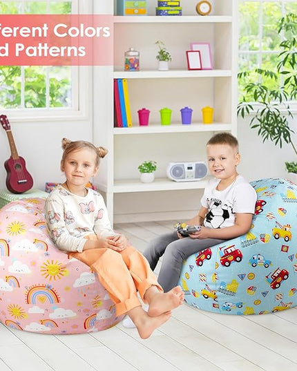 Bean Bag Chair for Kids Stuffed Animal Storage Beanbag Chairs,Toddler Toy Storage Organizer for Girls and Boys,Large 32'' Cover Only（No Filling - LeafyLoom