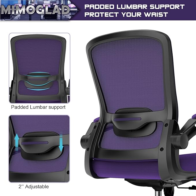 Office Chair, Ergonomic Desk Chair with Adjustable Lumbar Support, High Back Mesh Computer Chair with Flip-up Armrests-BIFMA Passed Task Chairs, Executive Chair for Home Office - LeafyLoom