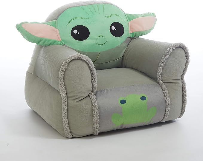Idea Nuova Figural Mink with Sherpa Trim Bean Bag Chair for Toddlers and Kids, Star Wars Grogu - LeafyLoom