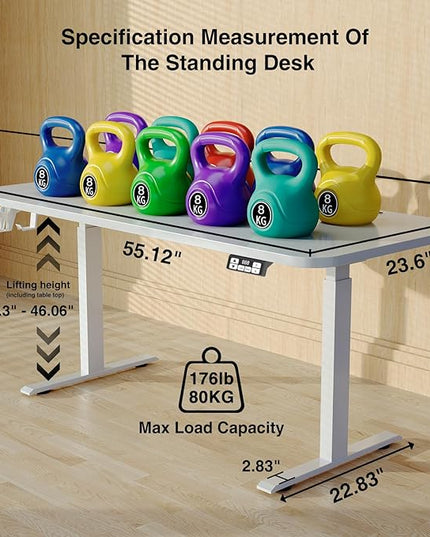 Large 63Inch Electric Standing Desk Height Adjustable, Sit Stand up Desk Home Office Computer Ergonomic Desk Memory Preset with Pencil Tray… - LeafyLoom