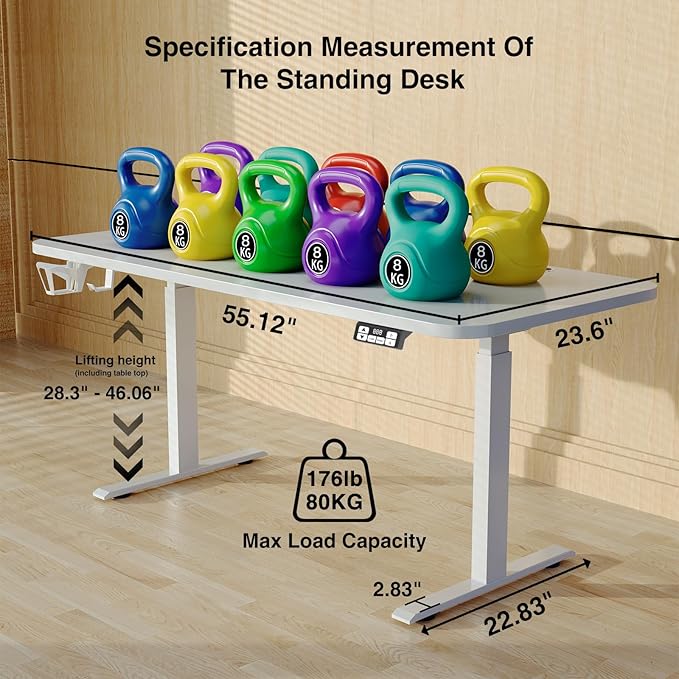 Large 63Inch Electric Standing Desk Height Adjustable, Sit Stand up Desk Home Office Computer Ergonomic Desk Memory Preset with Pencil Tray… - LeafyLoom