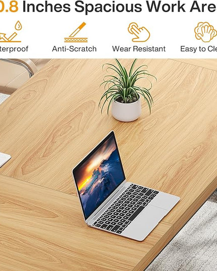 70.8-Inch Large Executive Desk, Modern Computer Office Desk, Wooden Writing Desk Study Table for Home Office - LeafyLoom