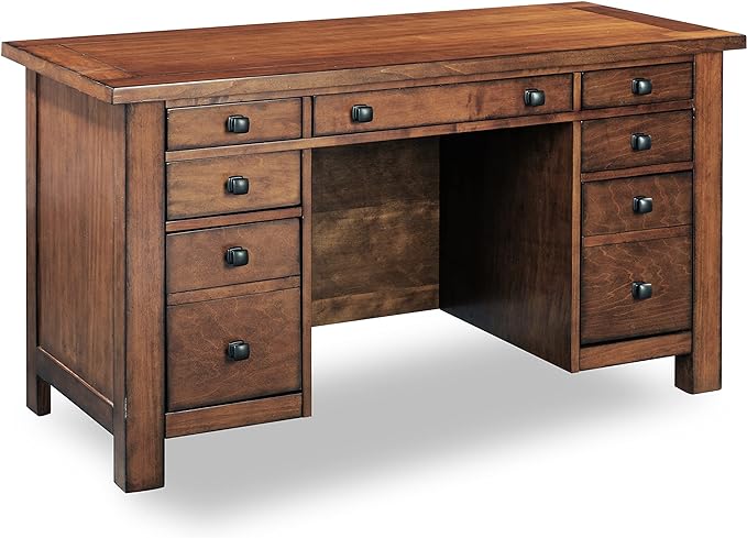 Tahoe Aged Maple Executive Pedestal Desk by Home Styles, 5412-18 - LeafyLoom