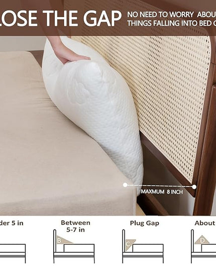 Bed Wedge Pillow,Headboard Pillow,Mattress Wedge,Close The Gap (0-8") Between Your Mattress and Headboard,Bed Gap Filler (Grey, Full) - LeafyLoom