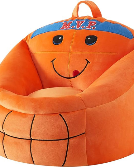 Heritage Kids Micromink Squishy Bean Bag Chair for Kids Ages 3+, Basketball - LeafyLoom