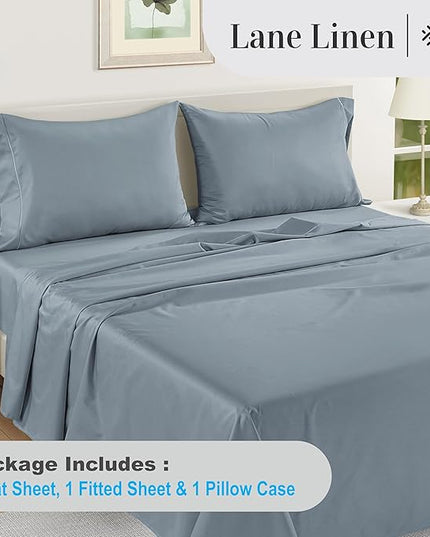 LANE LINEN 100% Egyptian Cotton Twin Sheets Set (3 Pc) – 1000 Thread Count – Sateen Weave - Ultra Soft Twin Bed Sheets – Luxury Hotel Bedding – Twin Size Sheets Set with Deep Pockets – French Blue - LeafyLoom